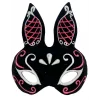 Siyah Renk Kırmızı Beyaz Simli Siyah Süet Kaplama Tavşan Maskesi 18x16 Cm