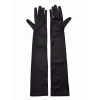 Siyah Renk Likralı Dirseğe Kadar Uzun Kumaş Eldiven 40 Cm