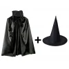 Siyah Yakalı Pelerin Ve Siyah Cadı Şapkası Seti Çocuk Boy