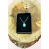 Sodalit Doğal Taşı Zincirli El Yapımı Kolye Uç: 1,5 cm Zincir: 20 cm Kutulu