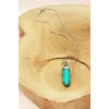 Turkuaz Doğal Taşı Zincirli El Yapımı Kolye Uç: 3 cm Zincir: 20 cm Kutulu