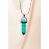 Turkuaz Doğal Taşı Zincirli El Yapımı Tasarımlı Kolye Uç: 3,5 cm Zincir: 20 cm Kutulu