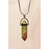 Unakit Doğal Taşı Zincirli El Yapımı Kolye Uç: 3 cm Zincir: 20 cm Kutulu