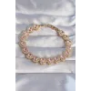 Vip Seri Pirinç Gold Renk Pembe Zirkon Taşlı Kalp Tasarımlı Bileklik