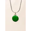 Zümrüt Doğal Taşı Zincirli El Yapımı Kolye Uç: 1,5 cm Zincir: 20 cm Kutulu