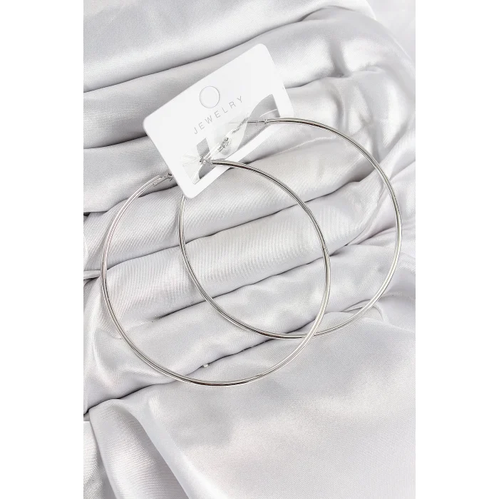 Pirinç Halka Model Gümüş Renk Kadın Küpe