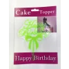 Happy Birthday Yazılı Fiyonklu Pasta Kek Çubuğu Yeşil Renk