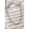 Pirinç Gold Renk Zirkon Taşlı Dikenli Halka Model VIP Exculusive Seri Kadın Kolye