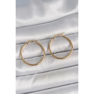 316 Çelik Gold Renk 27 mm Halka Model Kadın Küpe