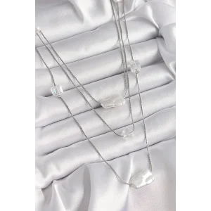 Pirinç Gümüş Renk Ezme İnci Model Çoklu Kadın Kolye