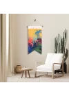 Canlı Renkli Tropikal Bitki Desenli Duvar Flaması | Botanik Kumaş Poster | 25x50 – 50x100 cm
