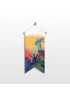 Canlı Renkli Tropikal Bitki Desenli Duvar Flaması | Botanik Kumaş Poster | 25x50 – 50x100 cm