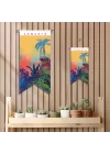 Canlı Renkli Tropikal Bitki Desenli Duvar Flaması | Botanik Kumaş Poster | 25x50 – 50x100 cm