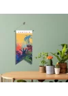 Canlı Renkli Tropikal Bitki Desenli Duvar Flaması | Botanik Kumaş Poster | 25x50 – 50x100 cm