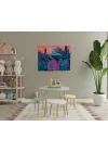 Çok Amaçlı Laminasyon Kumaş Örtü – Gün Batımında Şapkalı Kadın ve Kaktüsler Duvar Örtüsü – Duvar, Masa, Piknik ve Koltuk İçin | 100x75 cm