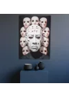 Çok Amaçlı Laminasyon Kumaş Örtü – Maskeli Kafalar Figürlü Psikolojik Sanat Temalı Duvar Örtüsü – Korku, Gotik ve Alternatif Dekor İçin | 100x75 cm