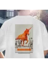 Hayalim Tek Boynuzlu At Beslemek, Grafik Sanat Sırt Baskılı Tişört, Modern Sırt Baskılı T-shirt, Kaliteli Baskı, Kaliteli Kumaş, DREAMERS Koleksiyonu