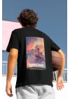 Gökyüzünde Meditasyon Yapmak, Grafik Sanat Sırt Baskılı Tişört, Modern Sırt Baskılı T-shirt, Kaliteli Baskı, Kaliteli Kumaş, DREAMERS Koleksiyonu