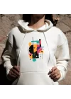 Geometrik Sanat Baskılı Kapşonlu Hoodie, Abstract İllüstrasyon Baskılı Sweatshirt, DREAMERS Koleksiyonu