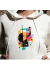 Geometrik Sanat Baskılı Kapşonlu Hoodie, Abstract İllüstrasyon Baskılı Sweatshirt, DREAMERS Koleksiyonu