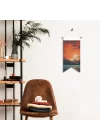Gökyüzüne Açılan Deniz Temalı Poster Bayrak – Kayıkta Yalnız Silüet Duvar Dekoru | Kumaş Duvar Flaması | 25x50 – 50x100 cm