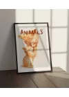 Kedi ve Yavru Kedi Tablosu , Hayvan Temalı Poster, Çerçeveli Duvar Tablosu, ANIMALS Koleksiyonu