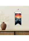 Keşiş ve Doğa Temalı Poster Bayrak – Yalnızlık ve Ruhsal Keşif Silüeti Duvar Dekoru | Kumaş Duvar Flaması | 25x50 – 50x100 cm