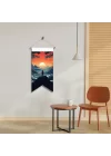 Keşiş ve Doğa Temalı Poster Bayrak – Yalnızlık ve Ruhsal Keşif Silüeti Duvar Dekoru | Kumaş Duvar Flaması | 25x50 – 50x100 cm