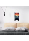 Keşiş ve Doğa Temalı Poster Bayrak – Yalnızlık ve Ruhsal Keşif Silüeti Duvar Dekoru | Kumaş Duvar Flaması | 25x50 – 50x100 cm