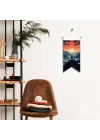 Keşiş ve Doğa Temalı Poster Bayrak – Yalnızlık ve Ruhsal Keşif Silüeti Duvar Dekoru | Kumaş Duvar Flaması | 25x50 – 50x100 cm