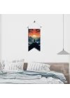 Keşiş ve Doğa Temalı Poster Bayrak – Yalnızlık ve Ruhsal Keşif Silüeti Duvar Dekoru | Kumaş Duvar Flaması | 25x50 – 50x100 cm