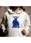 Mavi Kanguru Baskılı Kapşonlu Hoodie, Yavru Kanguru Baskılı Sweatshirt, ANIMAL Koleksiyonu