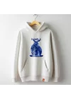 Mavi Kanguru Baskılı Kapşonlu Hoodie, Yavru Kanguru Baskılı Sweatshirt, ANIMAL Koleksiyonu