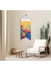 Renkli Bitkiler Arasında Meditasyon Havası Sunan Duvar Flaması | Kumaş Duvar Posteri | 25x50 – 50x100 cm