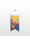 Renkli Bitkiler Arasında Meditasyon Havası Sunan Duvar Flaması | Kumaş Duvar Posteri | 25x50 – 50x100 cm