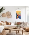 Renkli Bitkiler Arasında Meditasyon Havası Sunan Duvar Flaması | Kumaş Duvar Posteri | 25x50 – 50x100 cm