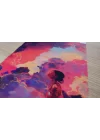 Renkli Sanatsal Duvar Bayrağı – Gökyüzü Temalı Yoga Figürlü Meditasyon Duvar Bayrağı | Modern Kumaş Duvar Dekoru | 25x50 – 50x100 cm