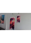 Renkli Sanatsal Duvar Bayrağı – Gökyüzü Temalı Yoga Figürlü Meditasyon Duvar Bayrağı | Modern Kumaş Duvar Dekoru | 25x50 – 50x100 cm