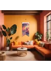 Renkli Sanatsal Duvar Bayrağı – Gökyüzü Temalı Yoga Figürlü Meditasyon Duvar Bayrağı | Modern Kumaş Duvar Dekoru | 25x50 – 50x100 cm