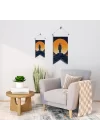 Spiritüel Yalnızlık Temalı Poster Bayrak – Güneşe Bakan Dağ Keşişi Silüet Duvar Dekoru | Kumaş Duvar Flaması | 25x50 – 50x100 cm