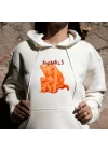 Turuncu Köpek Baskılı Kapşonlu Hoodie, Yavru Köpek Baskılı Sweatshirt, ANIMAL Koleksiyonu