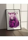 Vahşi Doğa Mor Ayı ve Yavrusu Tablosu , Hayvan Temalı Poster, Çerçeveli Duvar Tablosu, ANIMALS Koleksiyonu