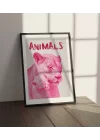 Vahşi Doğa Pembe Dişi Aslan ve Yavru Aslan Tablosu , Hayvan Temalı Poster, Çerçeveli Duvar Tablosu, ANIMALS Koleksiyonu