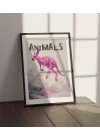 Vahşi Doğa Pembe Kanguru Tablosu , Hayvan Temalı Poster, Çerçeveli Duvar Tablosu, ANIMALS Koleksiyonu