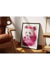 Vahşi Doğa Pembe Panda ve Yavru Panda Tablosu , Hayvan Temalı Poster, Çerçeveli Duvar Tablosu, ANIMALS Koleksiyonu