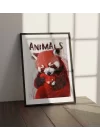 Vahşi Doğa Rakun ve Bebek Rakun Tablosu , Hayvan Temalı Poster, Çerçeveli Duvar Tablosu, ANIMALS Koleksiyonu