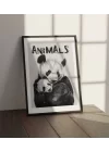 Vahşi Doğa Sevimli Panda ve Yavrusu Tablosu , Hayvan Temalı Poster, Çerçeveli Duvar Tablosu, ANIMALS Koleksiyonu