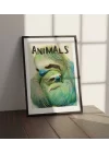 Vahşi Doğa Tembel Hayvan ve Yavrusu Tablosu , Hayvan Temalı Poster, Çerçeveli Duvar Tablosu, ANIMALS Koleksiyonu