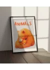 Vahşi Doğa Turuncu Ayı ve Yavrusu Tablosu , Hayvan Temalı Poster, Çerçeveli Duvar Tablosu, ANIMALS Koleksiyonu