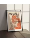 Vahşi Doğa Turuncu Kedi ve Yavru Kedi Tablosu , Hayvan Temalı Poster, Çerçeveli Duvar Tablosu, ANIMALS Koleksiyonu